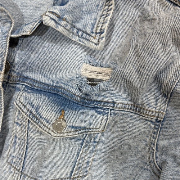 Celebrity Pink Light Blue Denim Distressed Cropped Jacket Size XL Extra Large - Picture 7 of 8